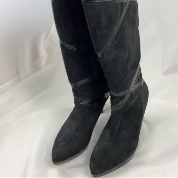 Black Suede high heel boots size 9 - Picture 3 of 6